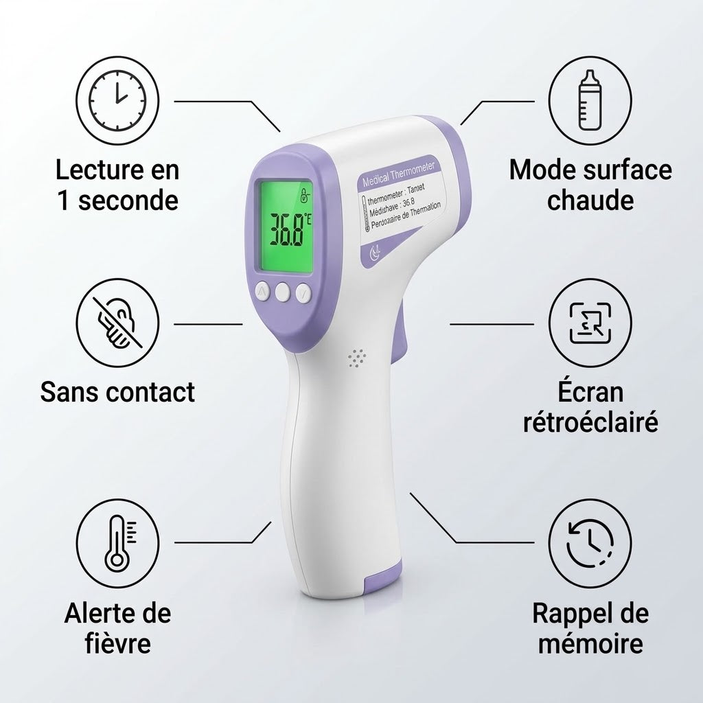 🌡️ Thermomètre Infrarouge Numérique Sans Contact