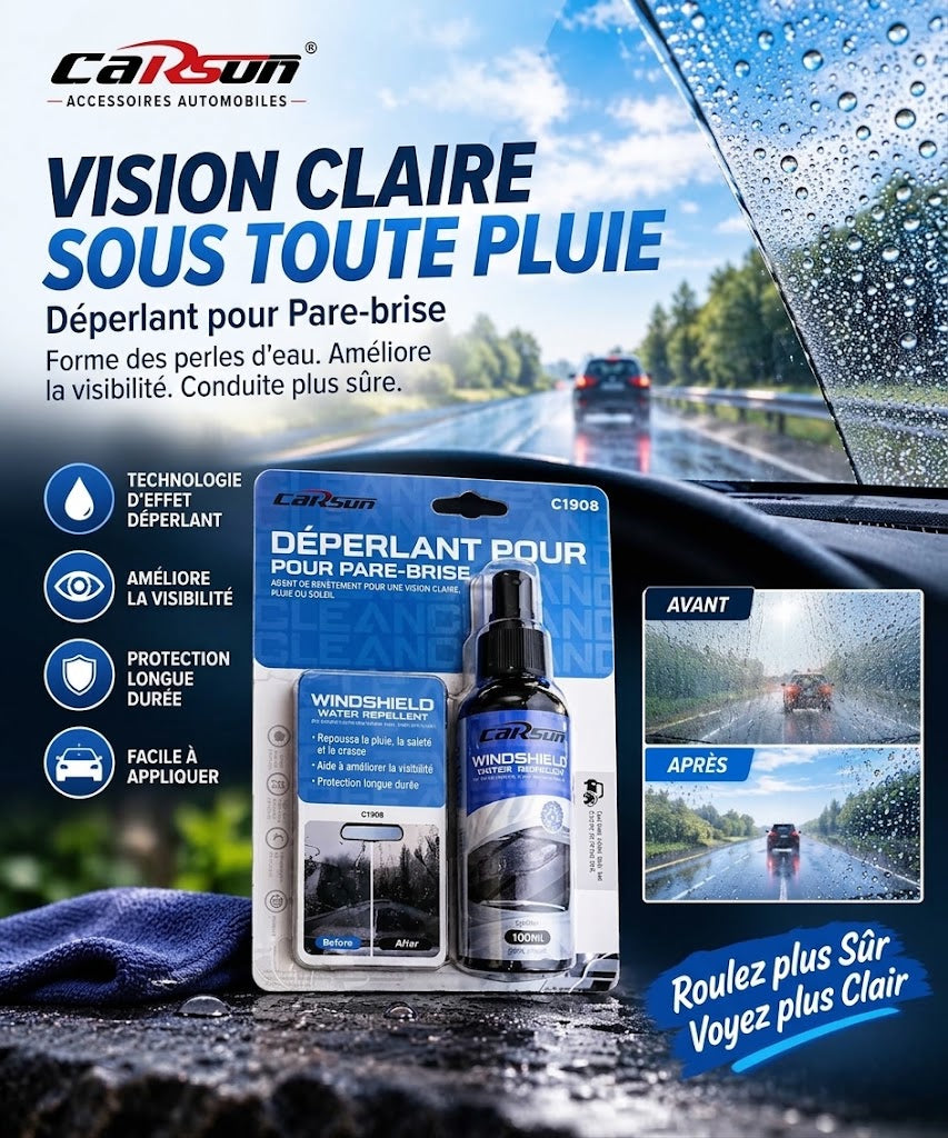 Spray Anti-Pluie pour Pare-Brise – Repousse l’Eau et Améliore la Visibilité