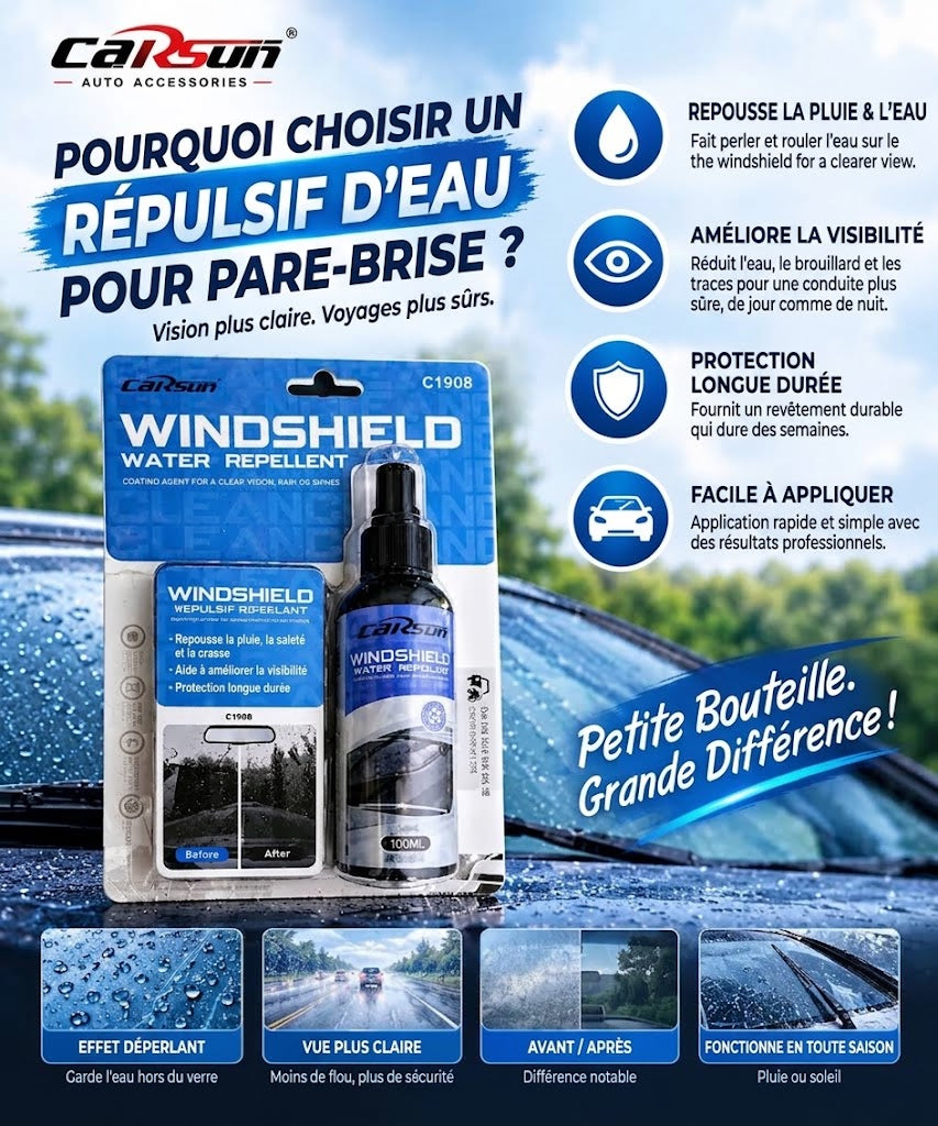 Spray Anti-Pluie pour Pare-Brise – Repousse l’Eau et Améliore la Visibilité