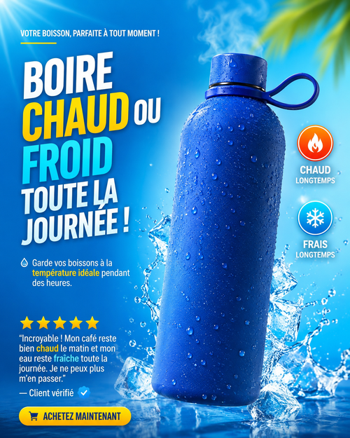 GOURDE ISOTHERME 500 ML — GARDEZ VOS BOISSONS À LA BONNE TEMPÉRATURE PENDANT 12 HEURES