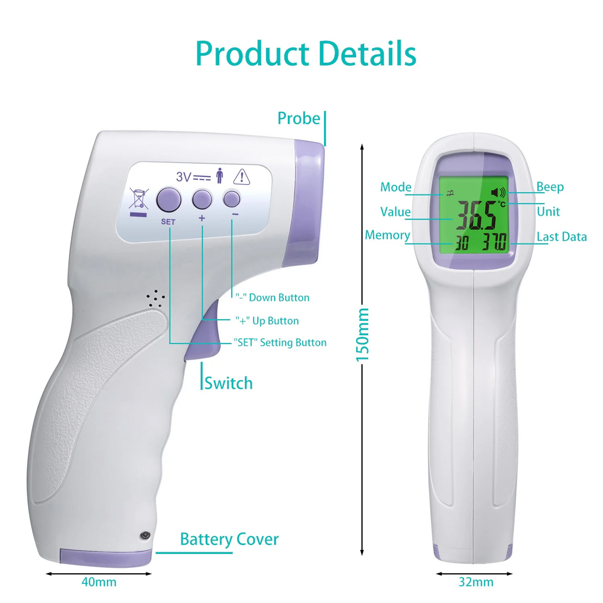 🌡️ Thermomètre Infrarouge Numérique Sans Contact